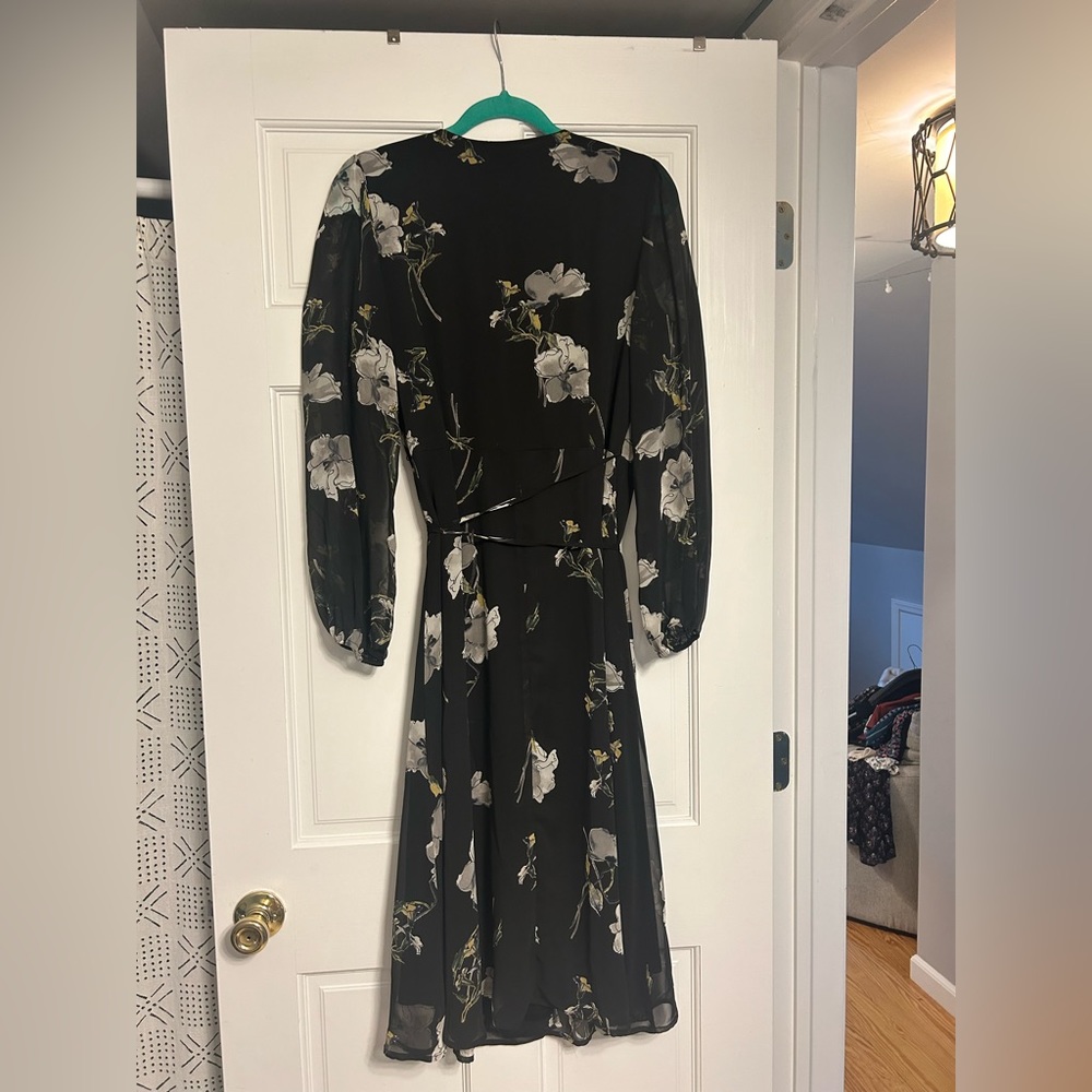 Black Wrap Midi Dress
